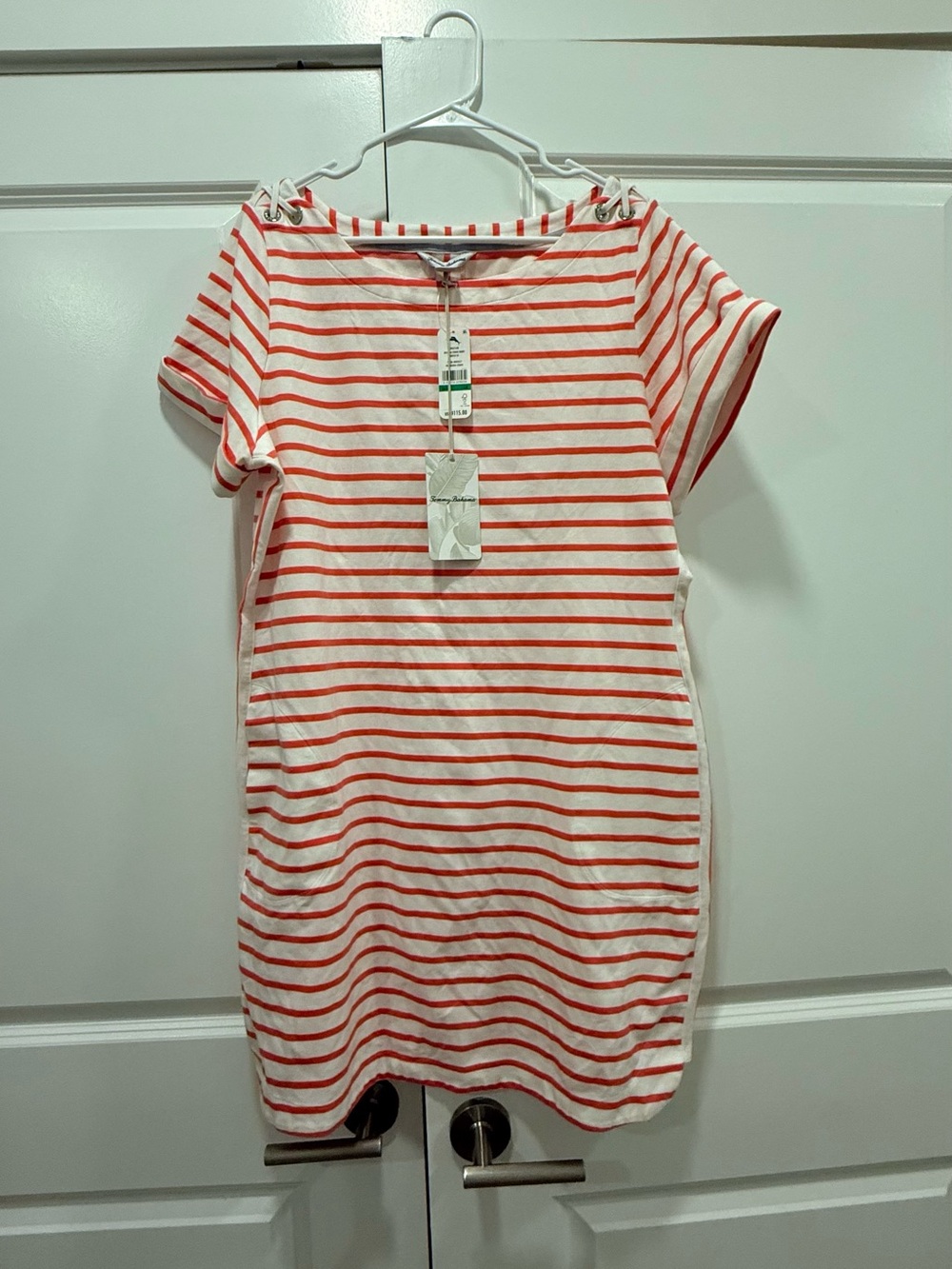 Tommy Bahama Red and White Striped Short Sleeve Tee - Picture 12 of 14